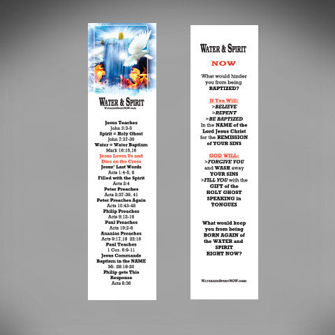 Water & Spirit Pack of 25 Bookmarks - Water and Spirit Born Again Bible Study -