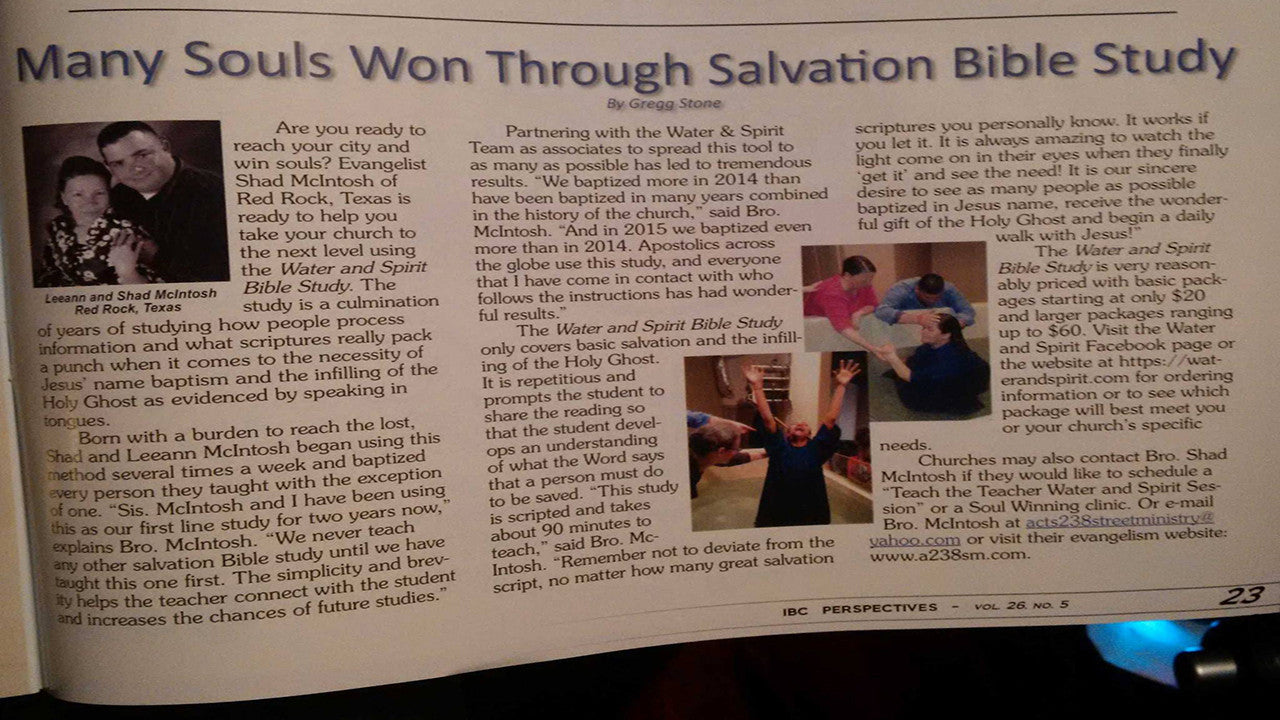 IBC Perspectives Latest Article on the Water & Spirit Bible Study